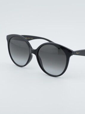 Salvatore Ferragamo SF1071S 001 Sunglasses Black Round Frame, Grey Lenses